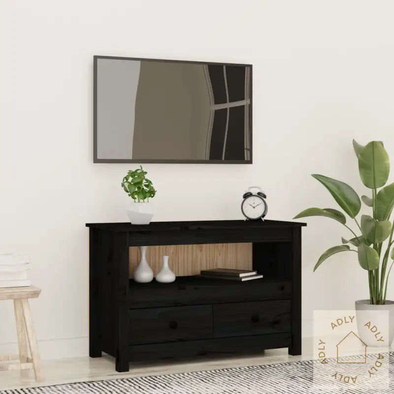 Tv-Benk Svart 79X35X52 Cm Heltre Furu