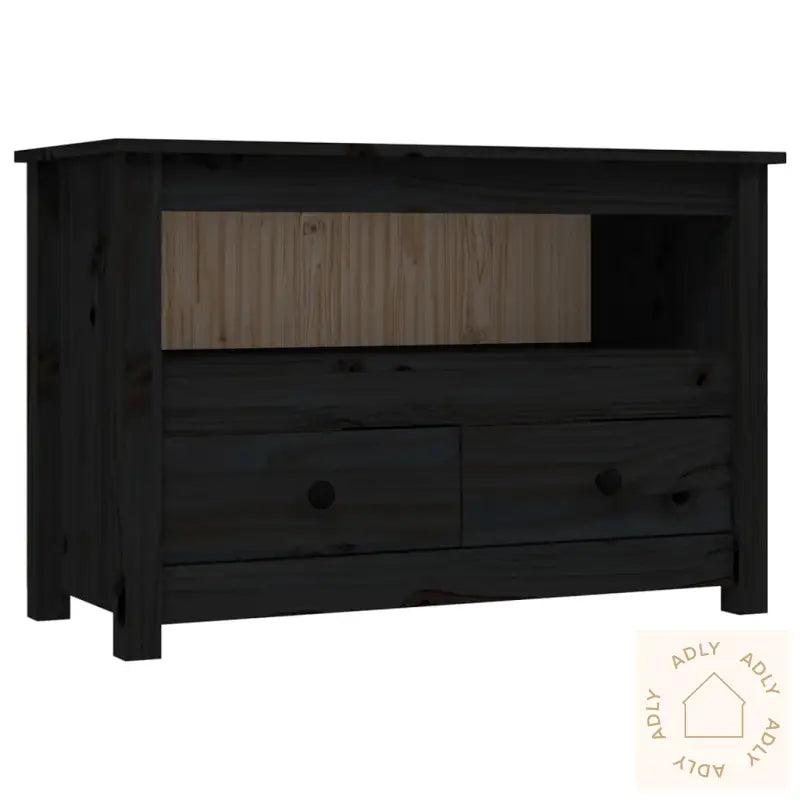 Tv-Benk Svart 79X35X52 Cm Heltre Furu