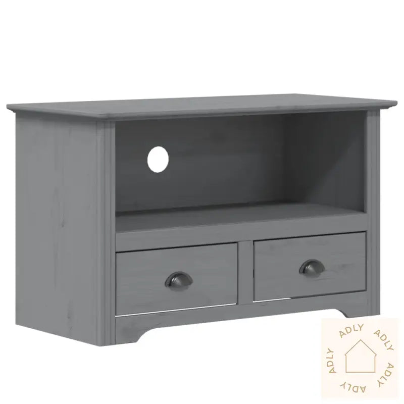 Tv-Benk Med 2 Skuffer Bodo Grå 91,5X44,5X56 Cm Heltre Furu