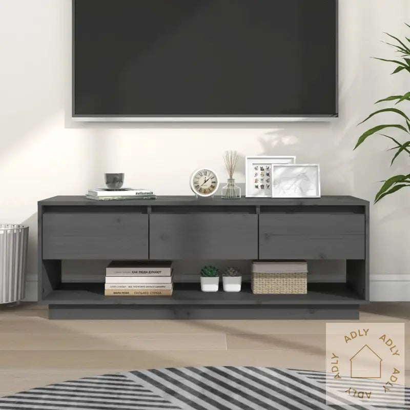 Tv-Benk Grå 110,5X34X40 Cm Heltre Furu