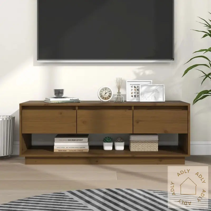 Tv-Benk Honningbrun 110,5X34X40 Cm Heltre Furu