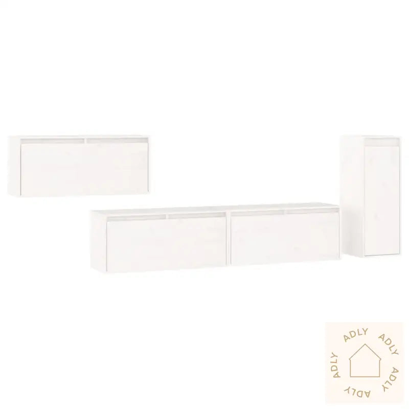 Tv-Benker 4 Stk Hvit Heltre Furu
