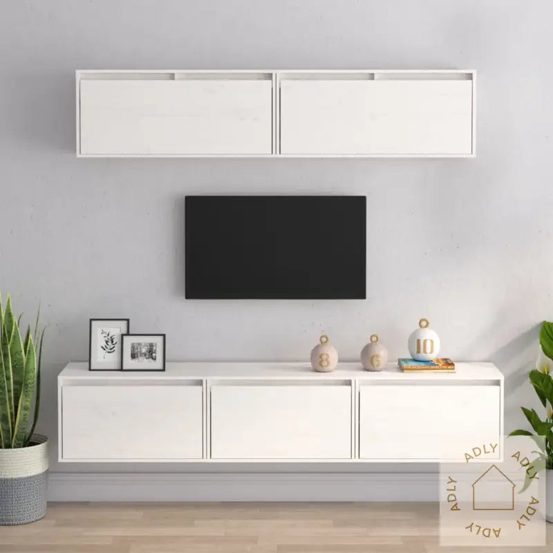 Tv-Benker 5 Stk Hvit Heltre Furu