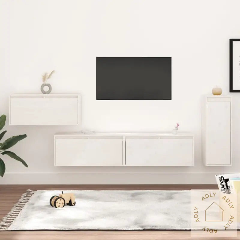 Tv-Benker 4 Stk Hvit Heltre Furu
