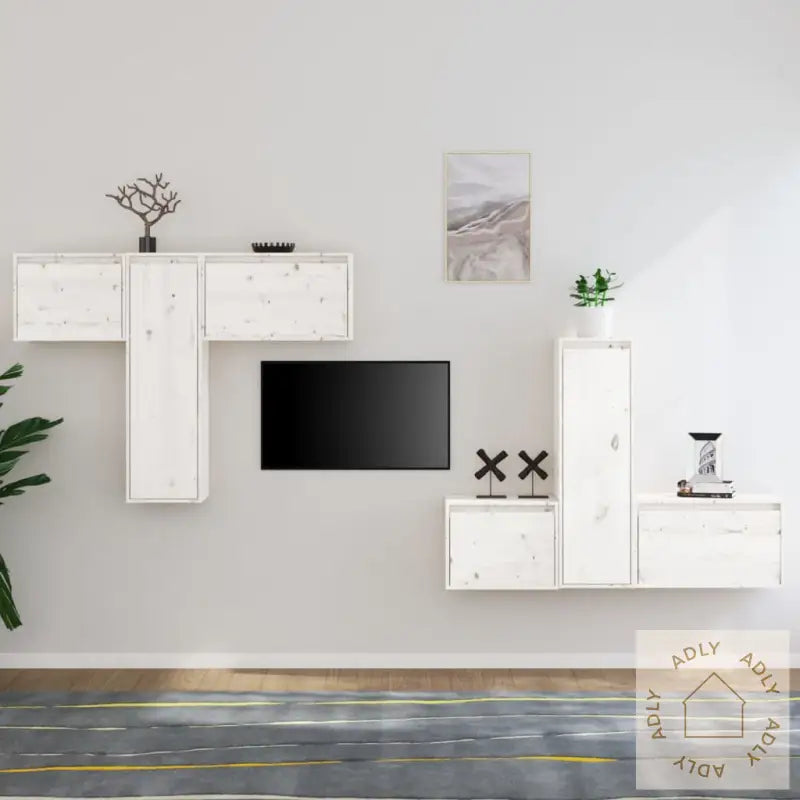 Tv-Benker 6 Stk Hvit Heltre Furu