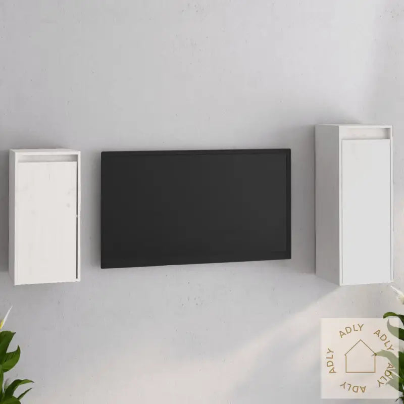 Tv-Benker 2 Stk Hvit Heltre Furu