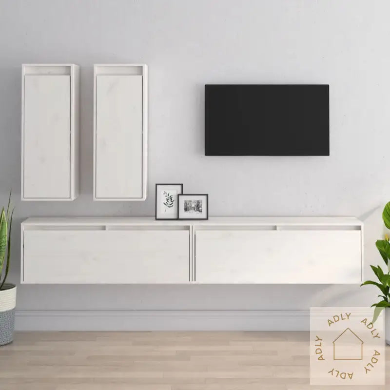 Tv-Benker 4 Stk Hvit Heltre Furu