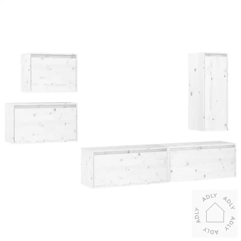 Tv-Benker 5 Stk Hvit Heltre Furu