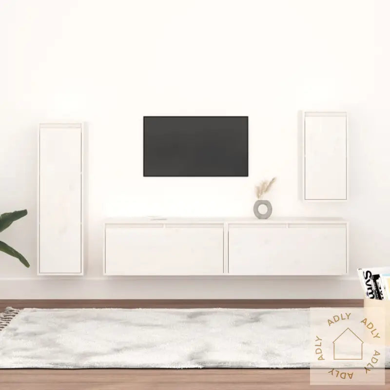 Tv-Benker 4 Stk Hvit Heltre Furu