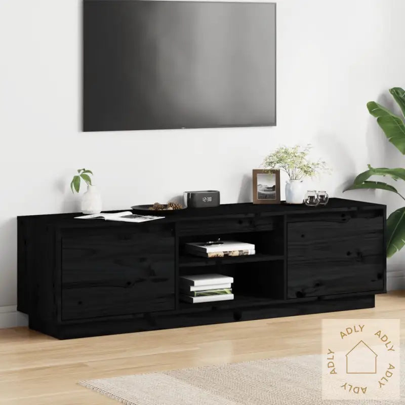 Tv-Benk Svart 140X35X40 Cm Heltre Furu