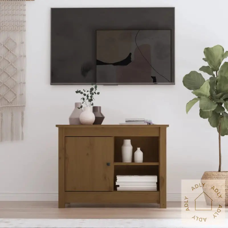 Tv-Benk Honningbrun 70X36,5X52 Cm Heltre Furu