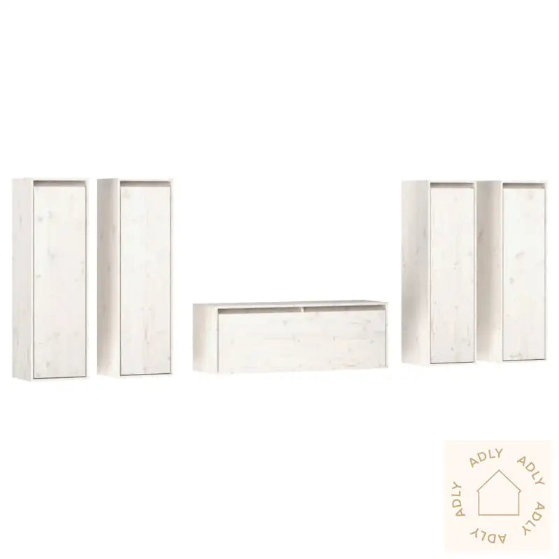 Tv-Benker 5 Stk Hvit Heltre Furu