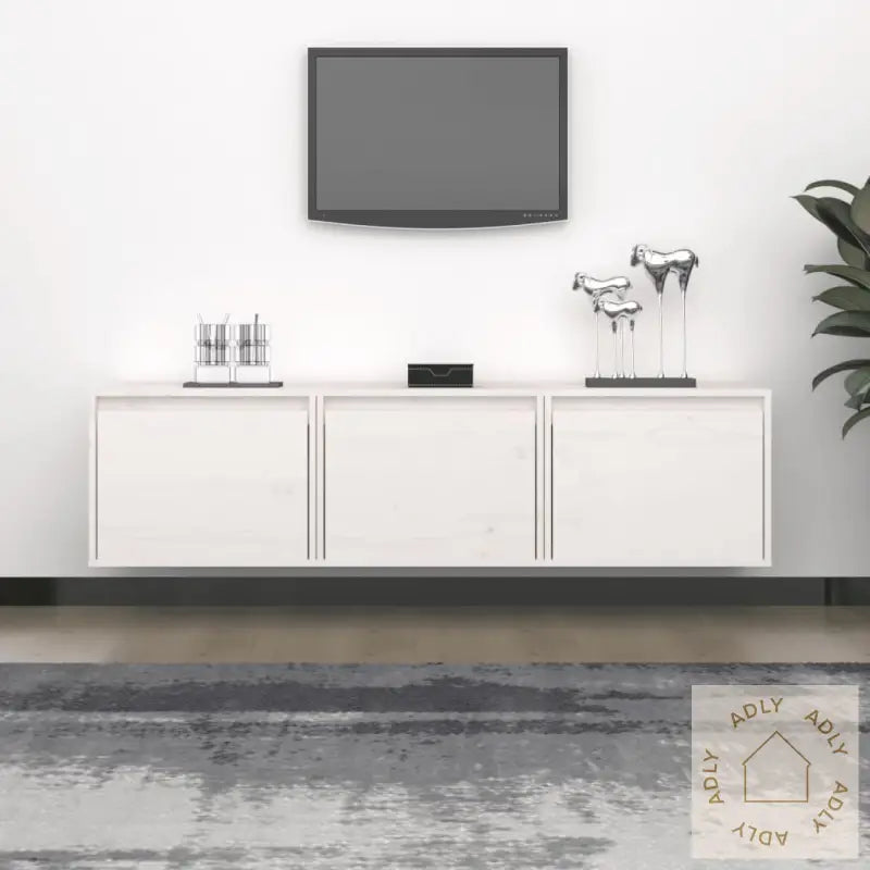 Tv-Benker 3 Stk Hvit Heltre Furu