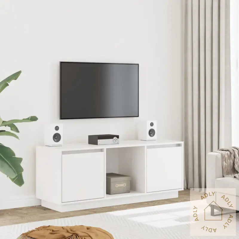 Tv-Benk Hvit 110,5X35X44 Cm Heltre Furu