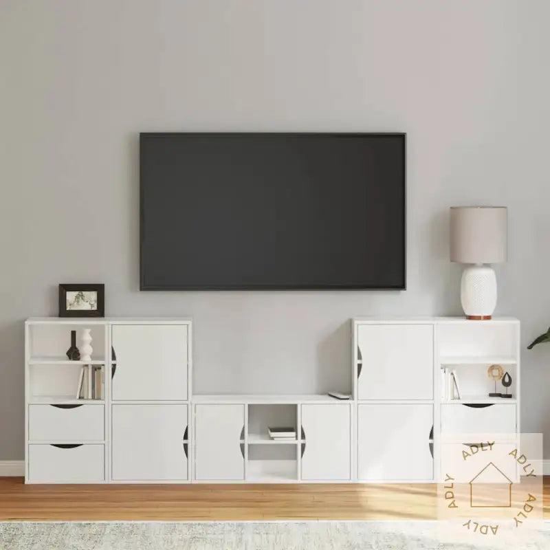 Tv-Enheter Med Oppbevaring 5-Delers Odda Hvit Heltre Furu
