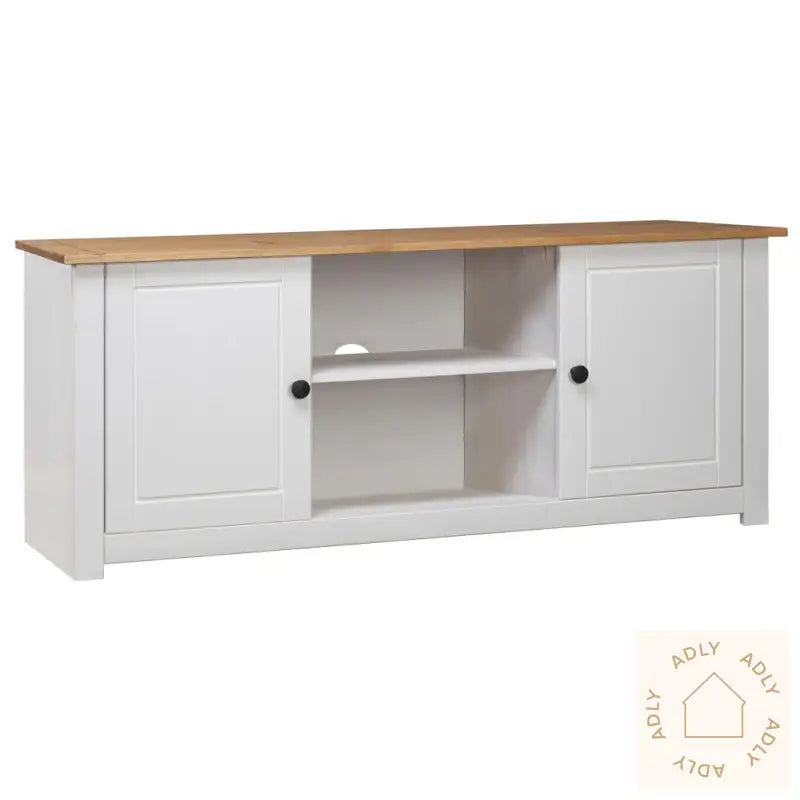 Tv-Benk Hvit 120X40X50 Cm Heltre Furu Panama Range