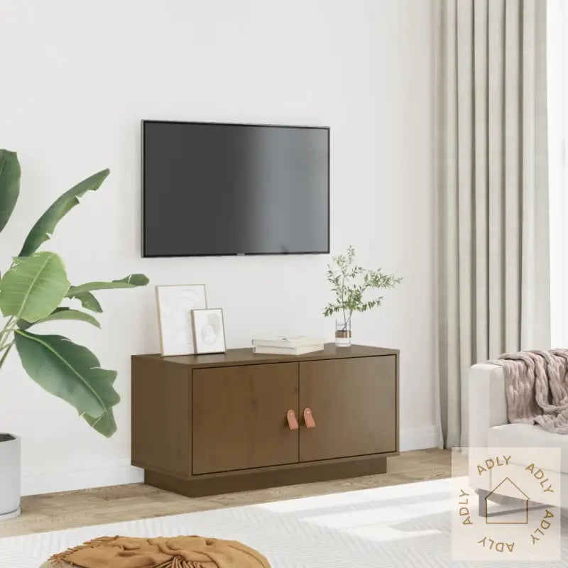 Tv-Benk Honningbrun 80X34X40 Cm Heltre Furu