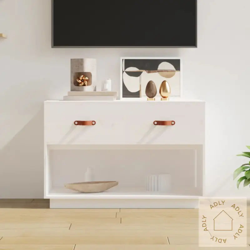 Tv-Benk Hvit 90X40X60 Cm Heltre Furu