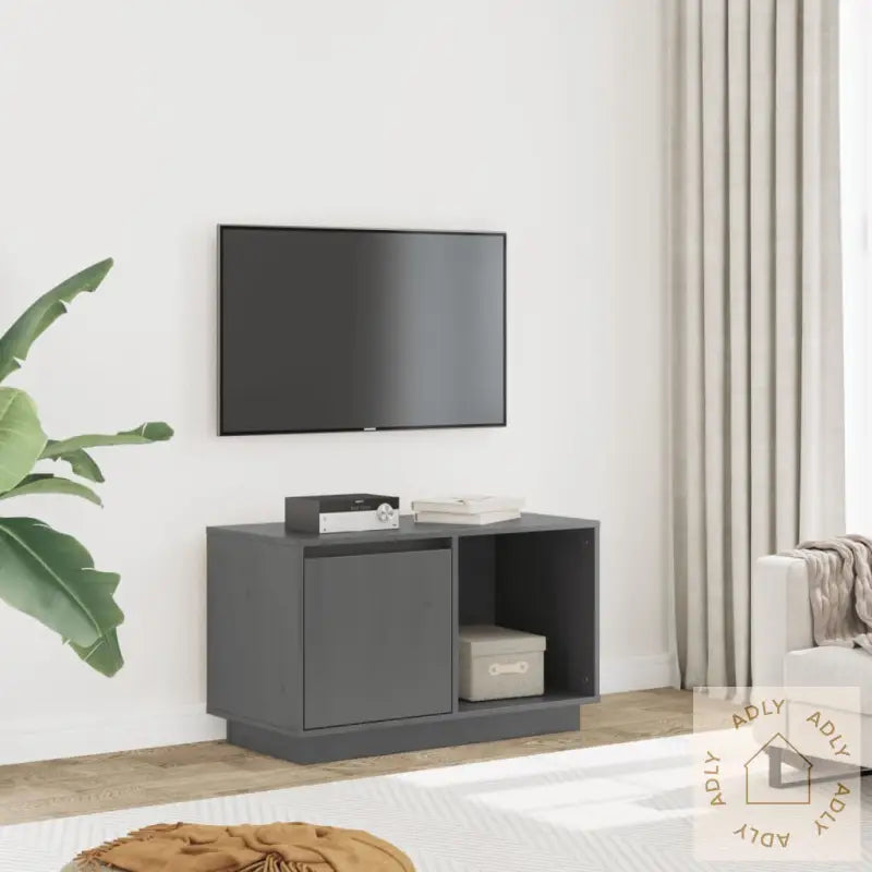 Tv-Benk Grå 74X35X44 Cm Heltre Furu