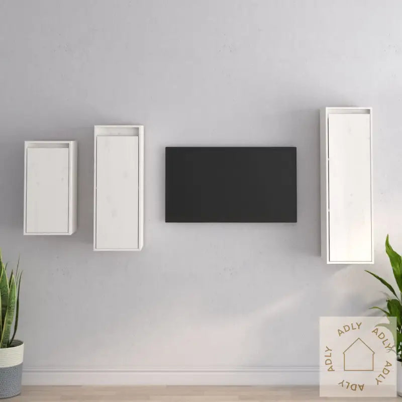 Tv-Benker 3 Stk Hvit Heltre Furu