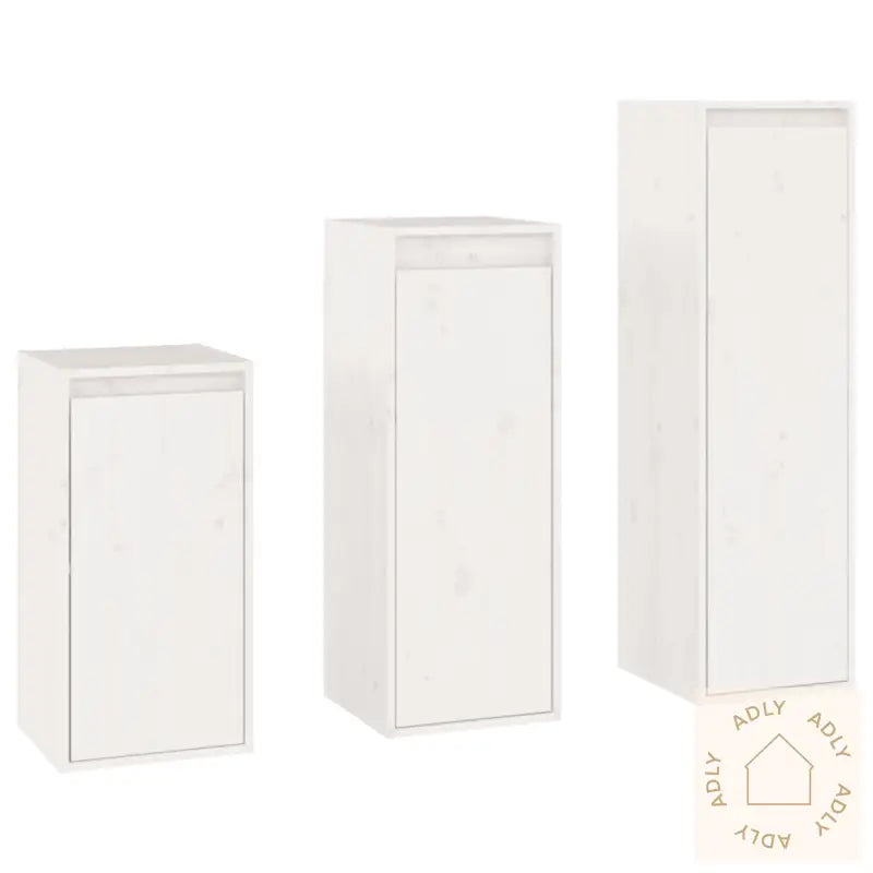 Tv-Benker 3 Stk Hvit Heltre Furu