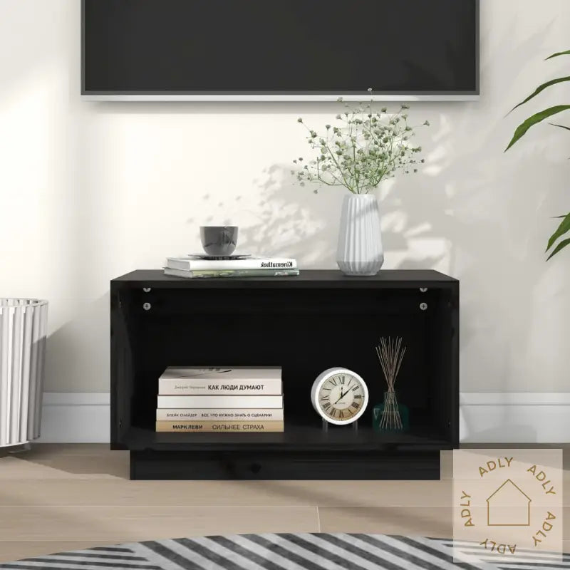 Tv-Benk Svart 60X35X35 Cm Heltre Furu