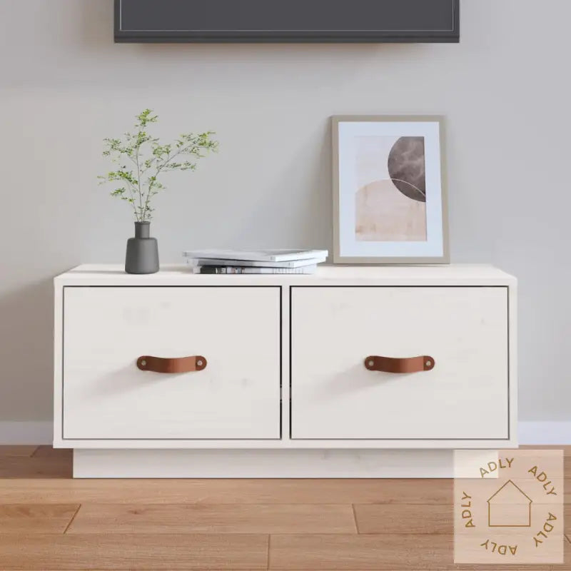 Tv-Benk Hvit 80X34X35 Cm Heltre Furu