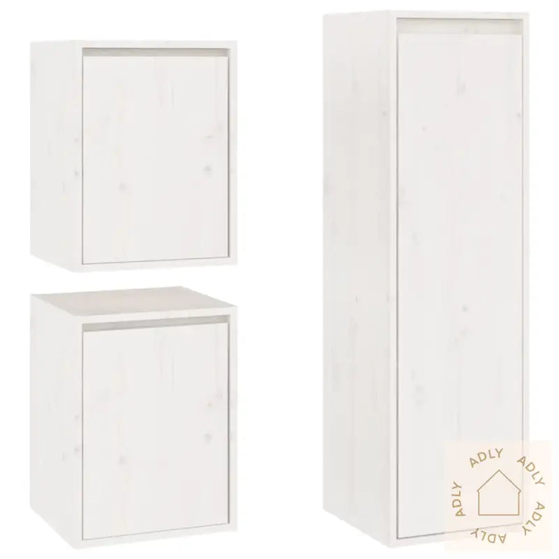 Tv-Benker 3 Stk Hvit Heltre Furu