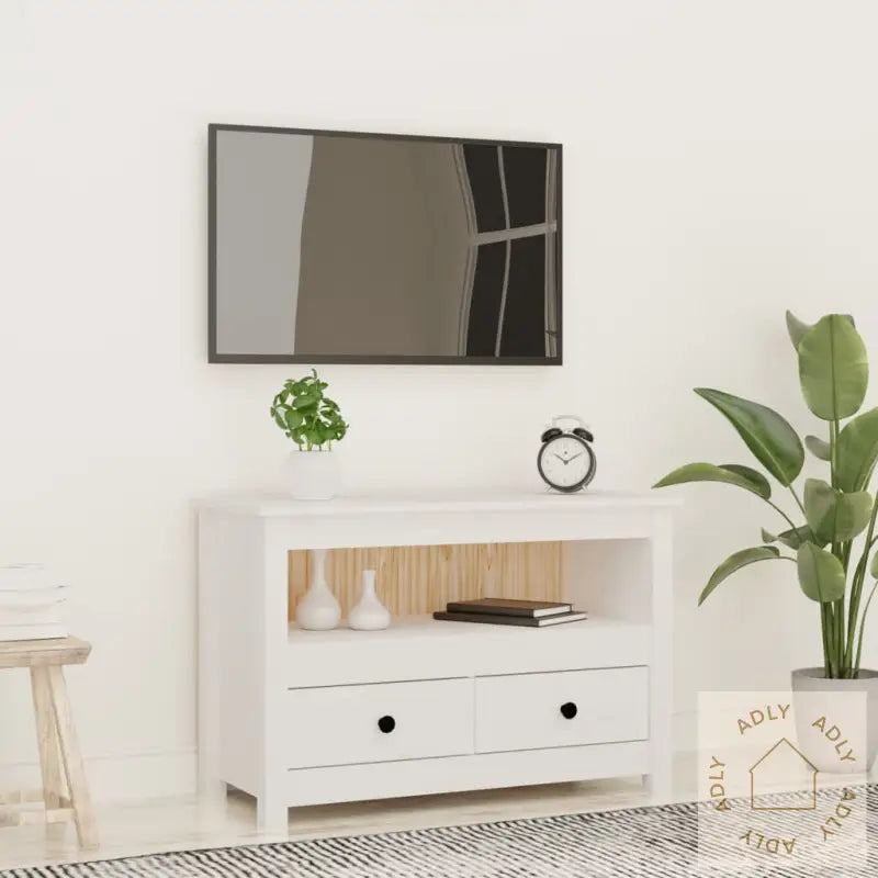 Tv-Benk Hvit 79X35X52 Cm Heltre Furu