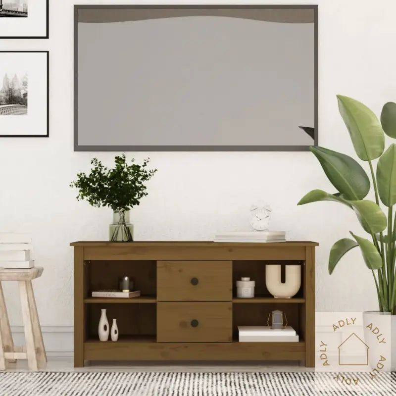 Tv-Benk Honningbrun 103X36,5X52 Cm Heltre Furu