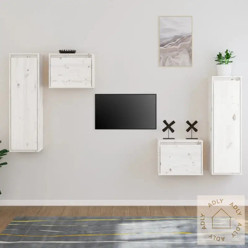 Tv-Benker 4 Stk Hvit Heltre Furu