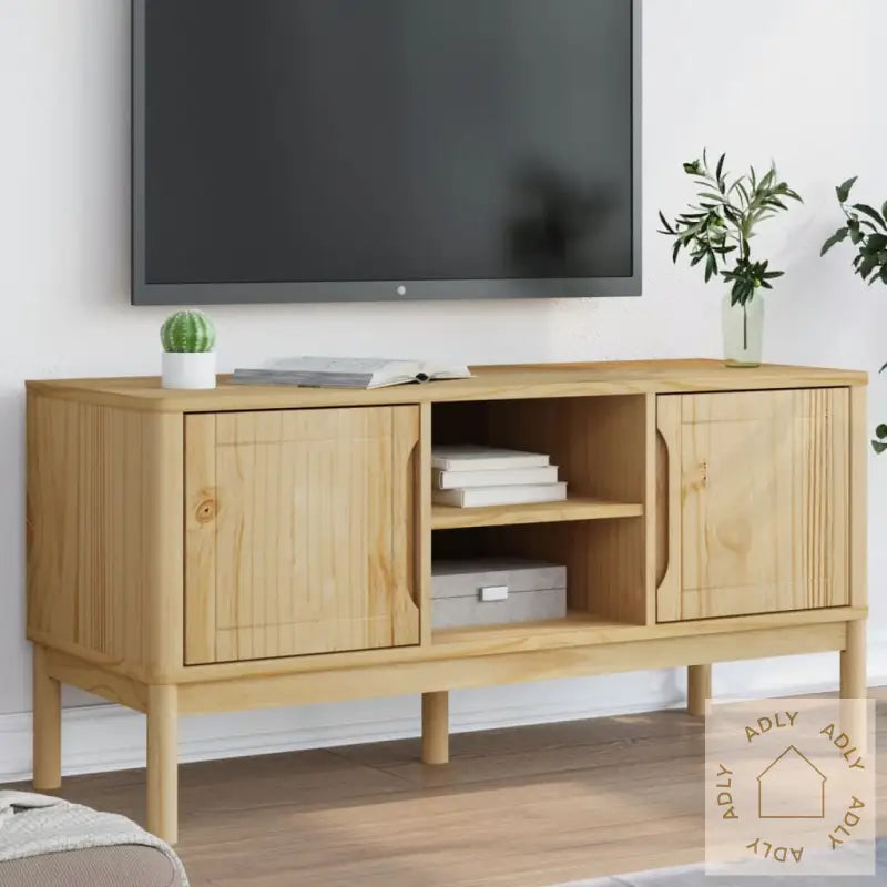 Tv-Benk Floro Voksbrun 114X43X55 Cm Heltre Furu