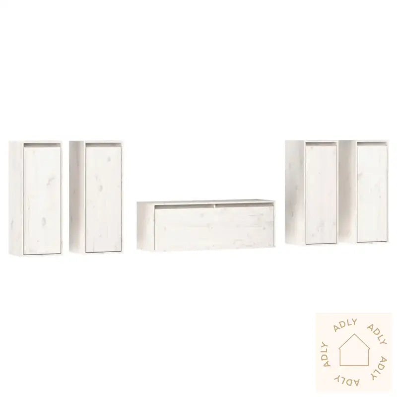 Tv-Benker 5 Stk Hvit Heltre Furu