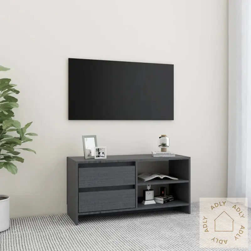 Tv-Benk 80X31X39 Cm Heltre Furu Grå