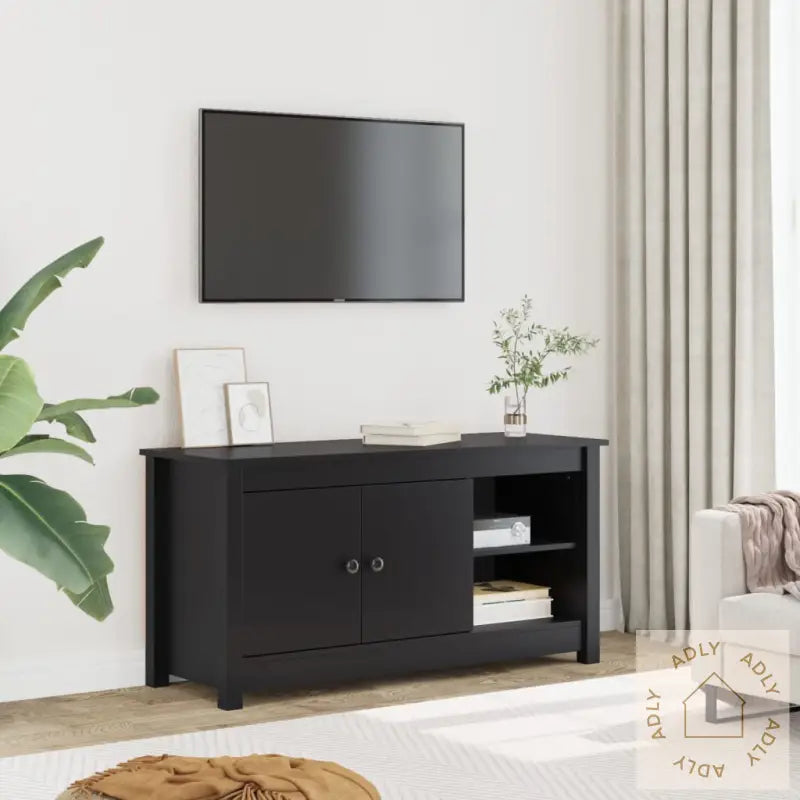Tv-Benk Svart 103X36,5X52 Cm Heltre Furu