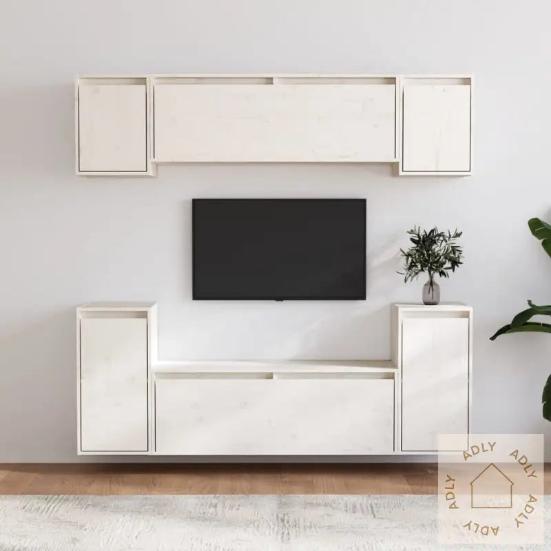 Tv-Benker 6 Stk Hvit Heltre Furu