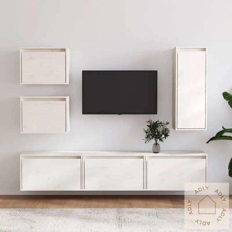 Tv-Benker 6 Stk Hvit Heltre Furu