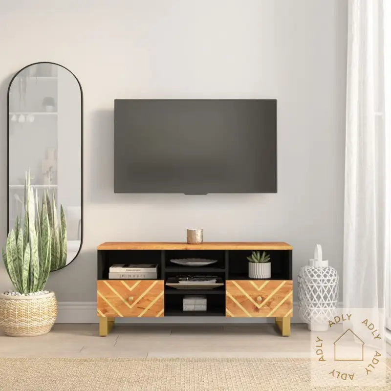 Tv-Benk Brun Og Svart 100X33,5X46 Cm Heltre Mango