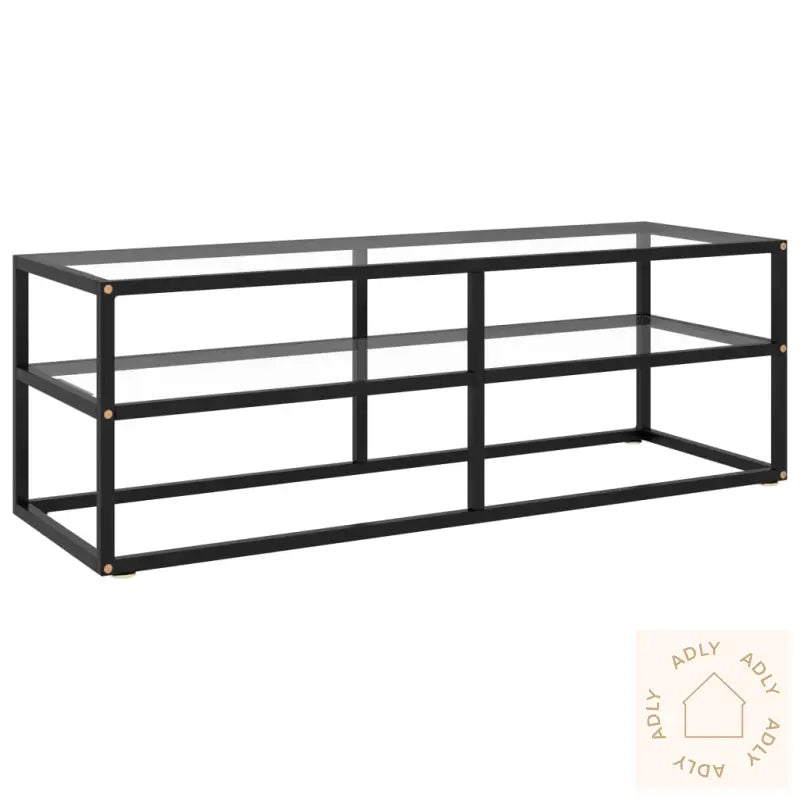 Tv-Benk Svart Med Svart Herdet Glass 120X40X40 Cm