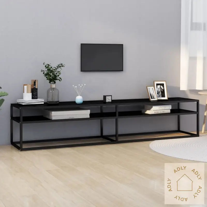 Tv-Benk Svart 200X40X40,5 Cm Herdet Glass