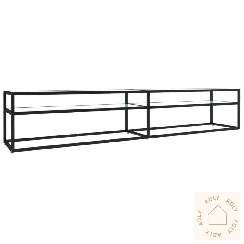 Tv-Benk Hvit Marmor 220X40X40,5 Cm Herdet Glass