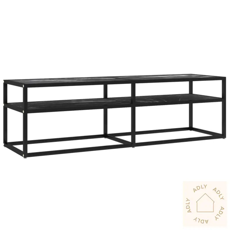 Tv-Benk Svart Marmor 140X40X40,5 Cm Herdet Glass