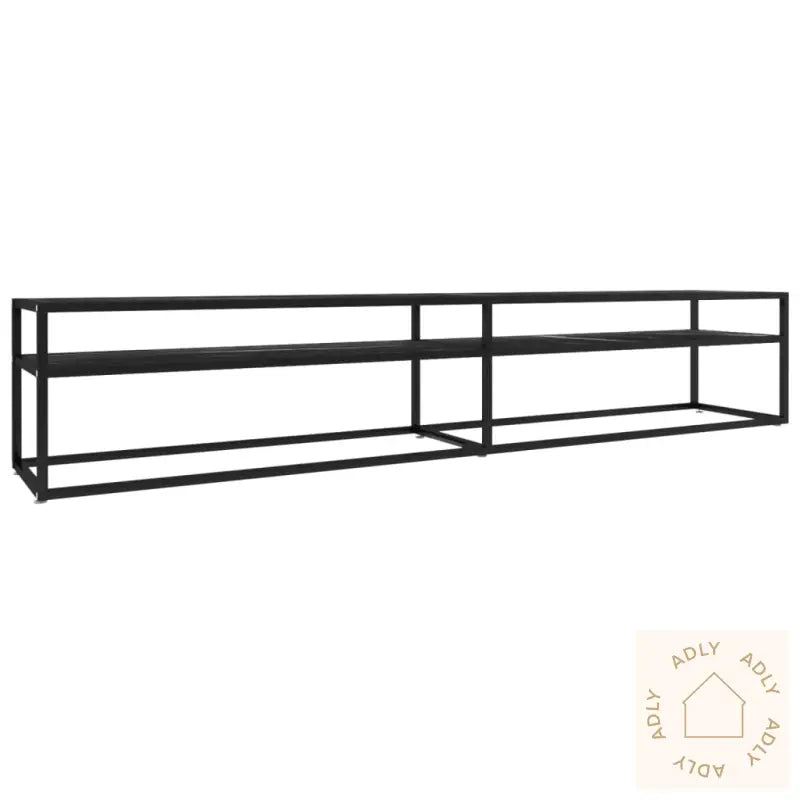 Tv-Benk Svart Marmor 220X40X40,5 Cm Herdet Glass