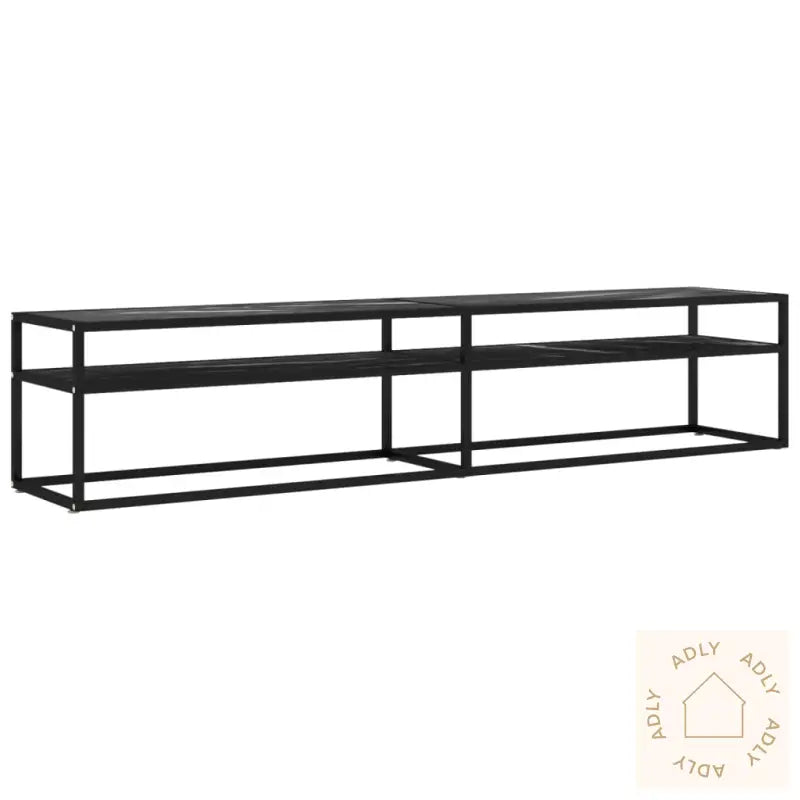 Tv-Benk Svart Marmor 200X40X40,5 Cm Herdet Glass