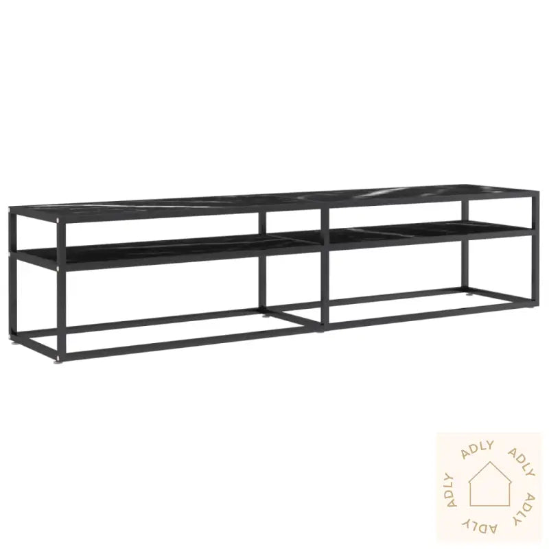 Tv-Benk Svart Marmor 180X40X40,5 Cm Herdet Glass