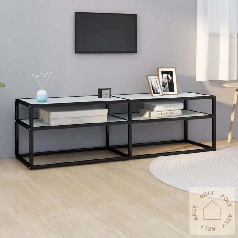 Tv-Benk Hvit Marmor 140X40X40,5 Cm Herdet Glass