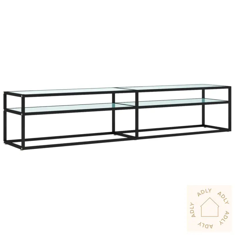 Tv-Benk Hvit Marmor 200X40X40,5 Cm Herdet Glass