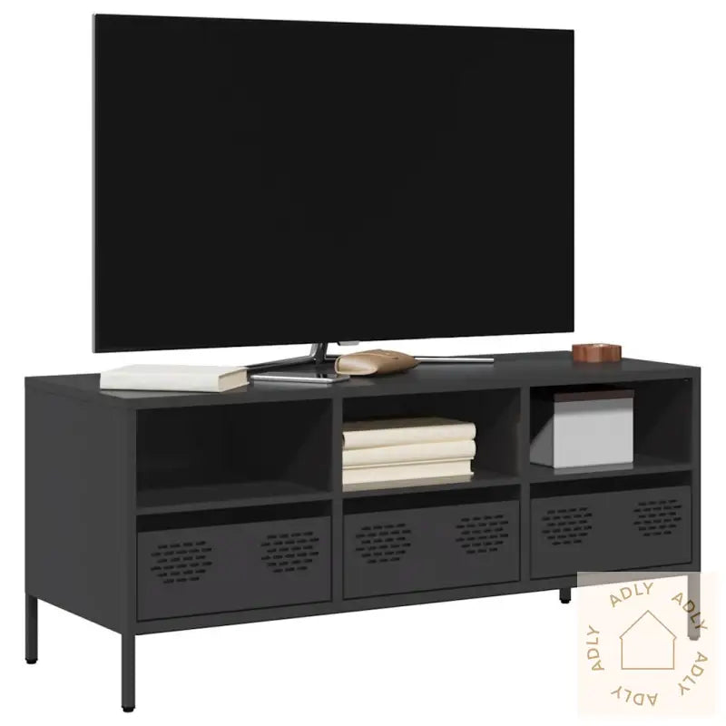Tv-Benk Svart 101,5X39X43,5 Cm Kaldvalset Stål
