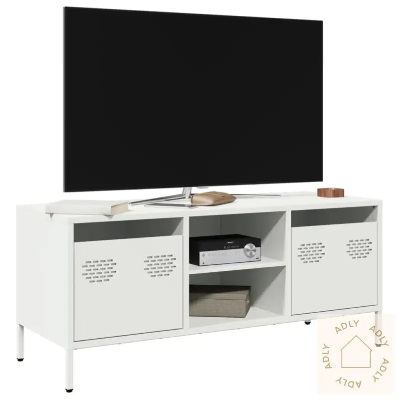 Tv-Benk Hvit 101,5X39X43,5 Cm Kaldvalset Stål