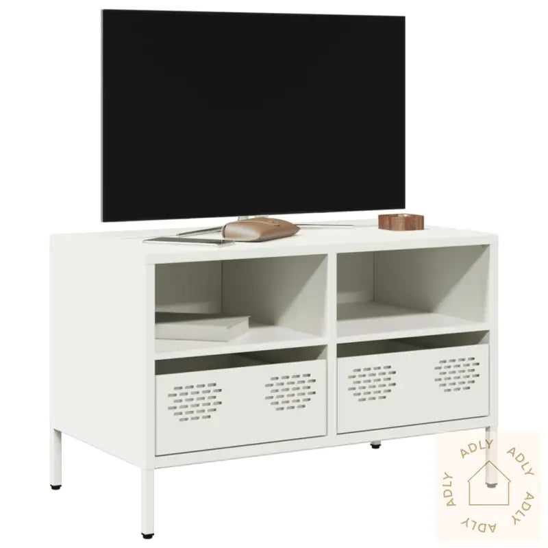 Tv-Benk Hvit 68X39X43,5 Cm Kaldvalset Stål